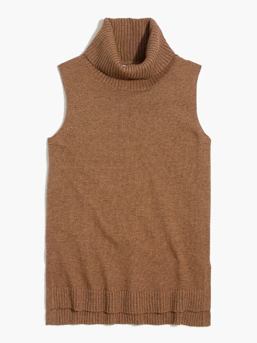 Sleeveless Turtleneck Knit Top in Latte Brown